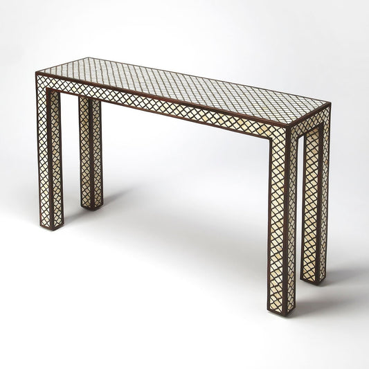 Butler Specialty Console Table, Wood & Bone Inlay